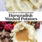 Pinterest image for horseradish mashed potatoes.