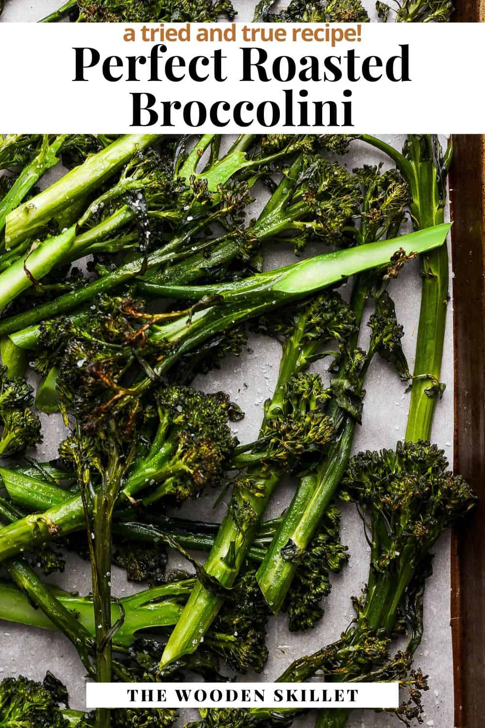 Pinterest image for roasted broccolini.