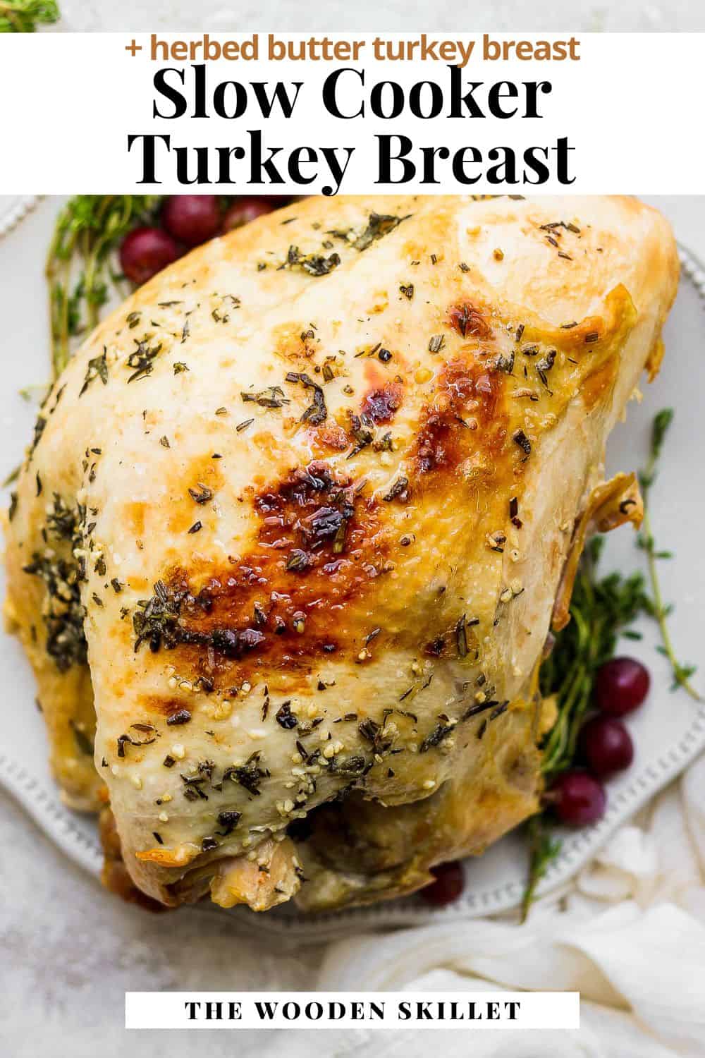 Pinterest image for a slow cooker turkey breast.
