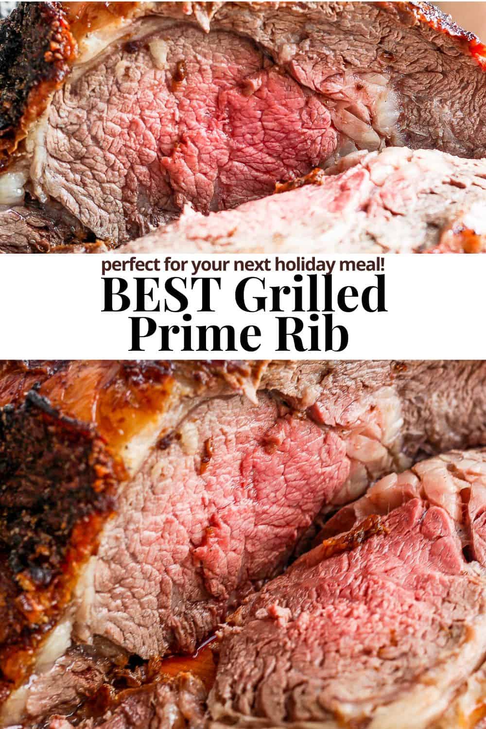 Pinterest image for prime rib on the grill.