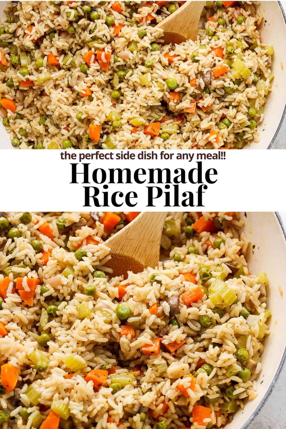 Pinterest image for rice pilaf.