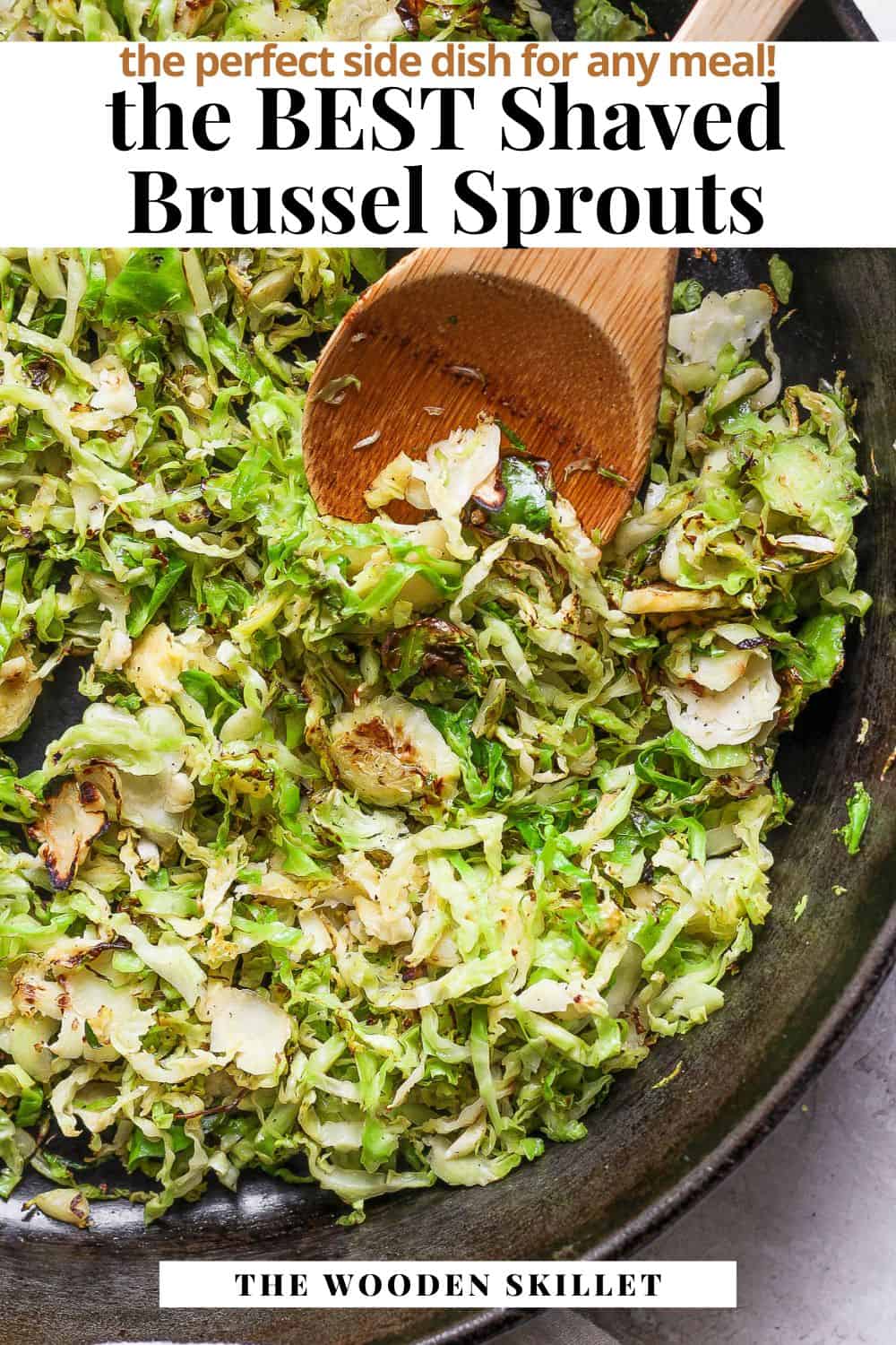Pinterest image for shaved brussel sprouts.