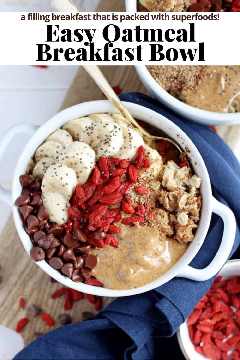 Pinterest image for an oatmeal bowl.