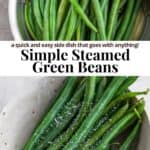 Pinterest image for steamed green beans.