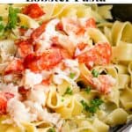 Pinterest image for lobster pasta.