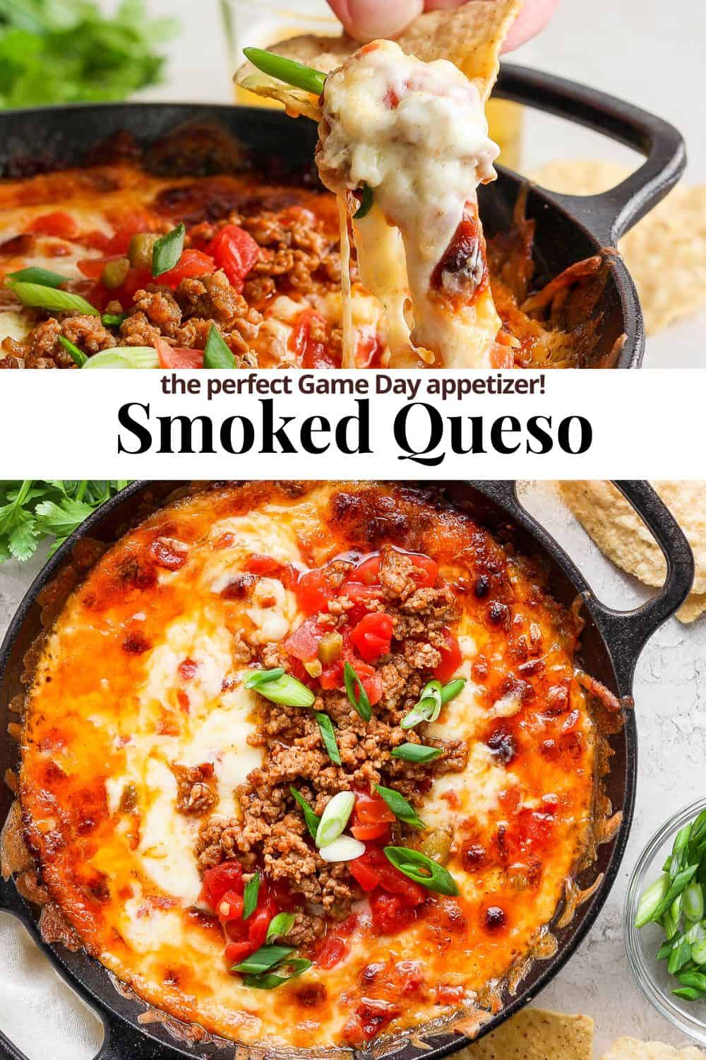 Pinterest image for smoked queso.