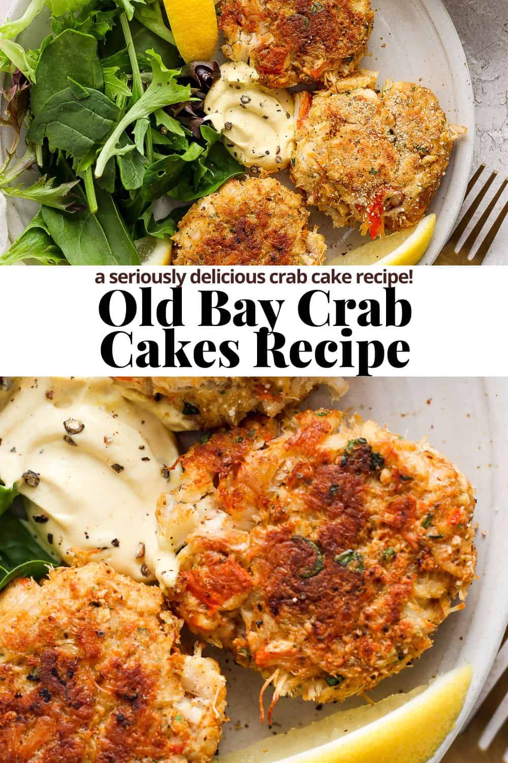 Pinterest image for the best crab cakes recipe.