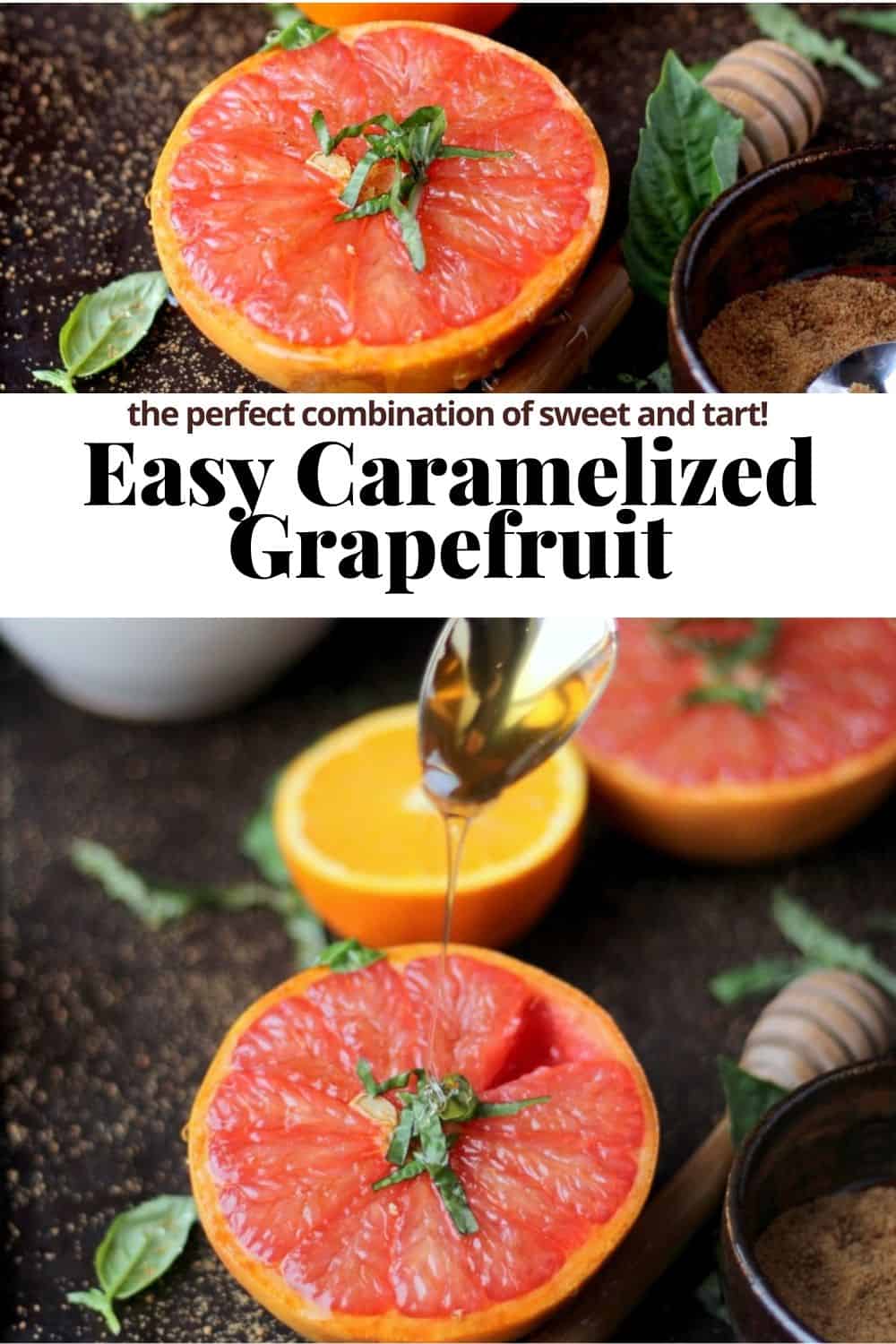 Pinterest image for caramelized grapefruit.
