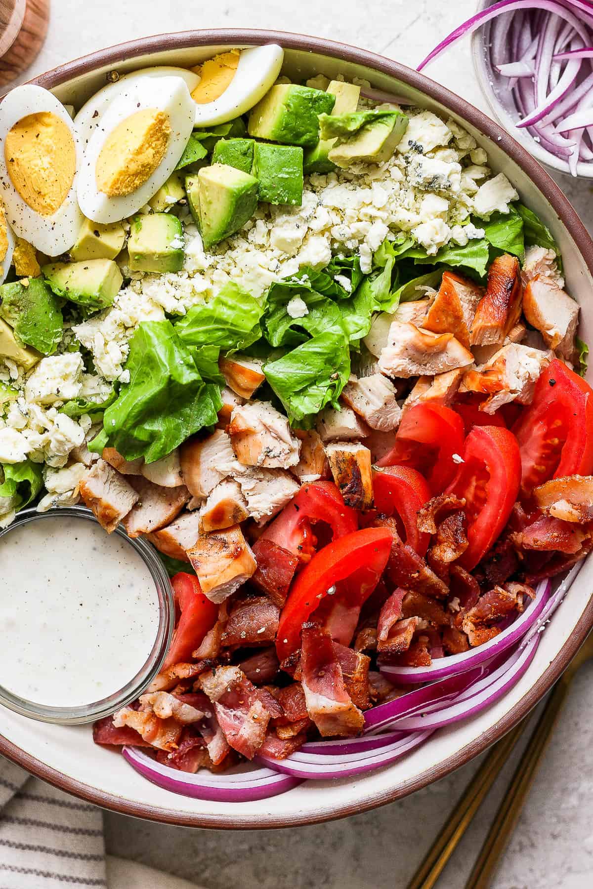 Cobb salad in a large bowl.