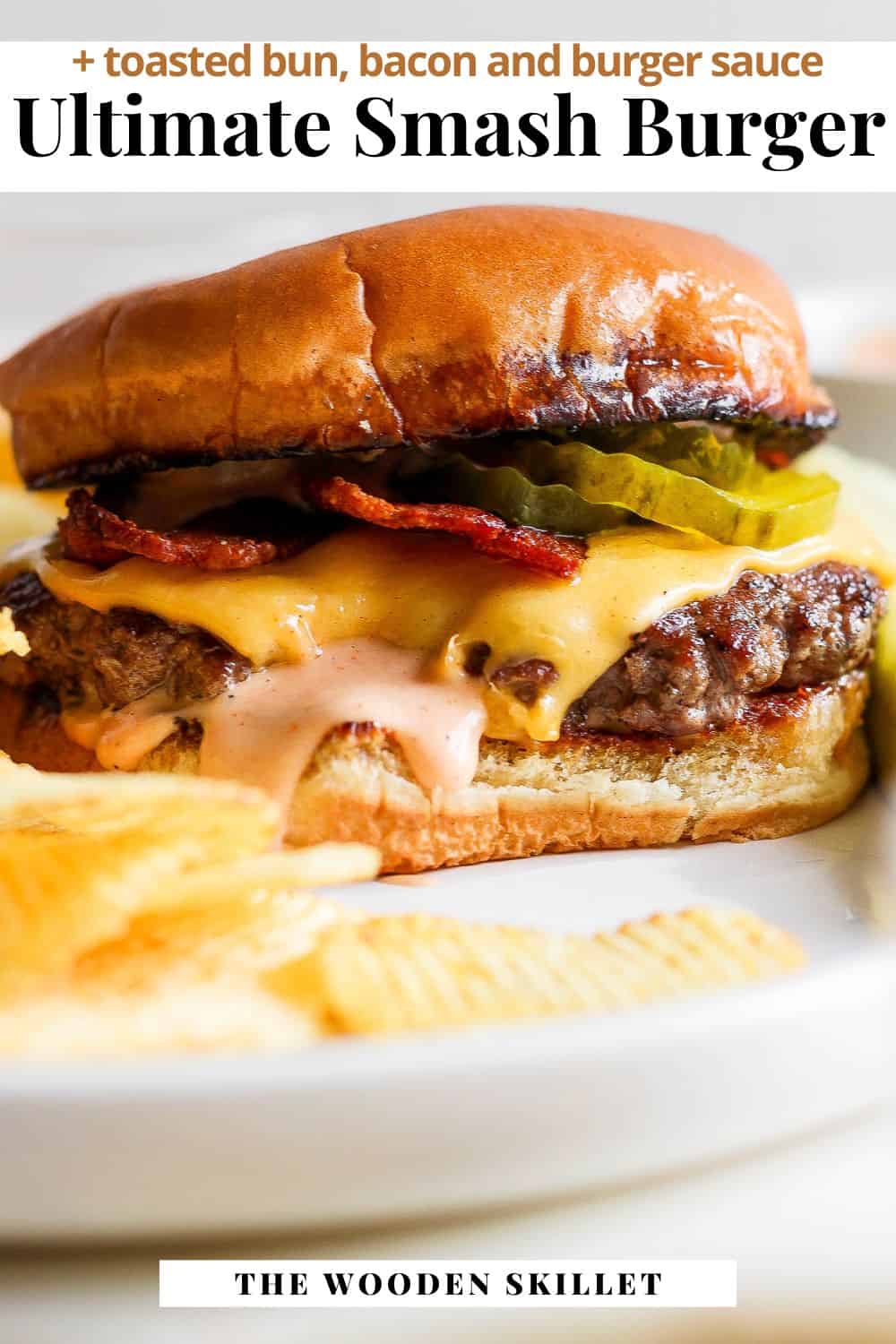 Pinterest image for a smash burger.
