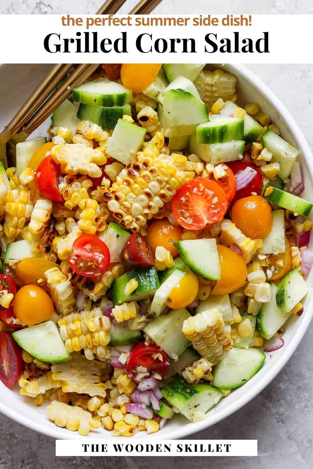 Pinterest image for grilled corn salad.