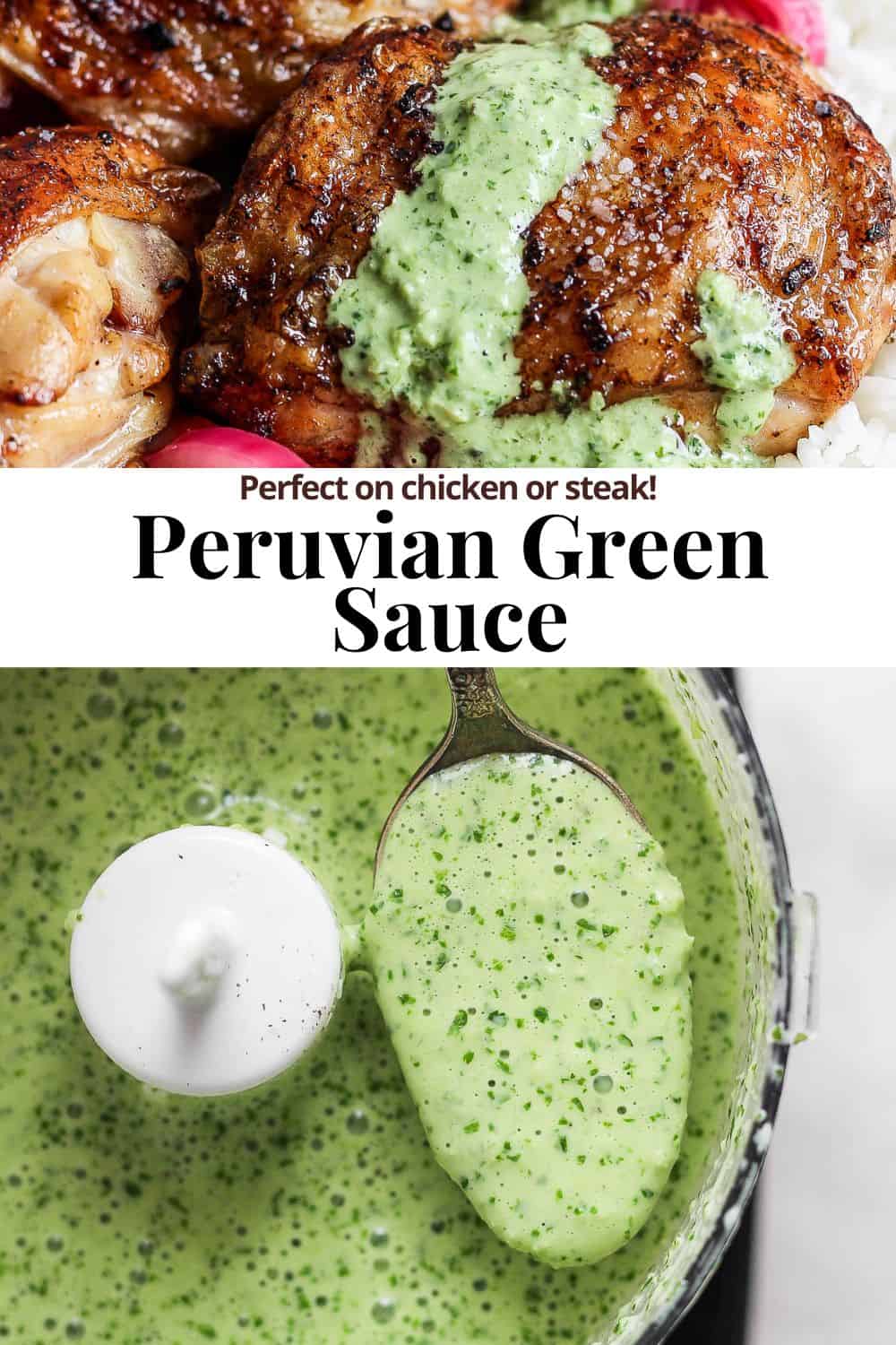 Pinterest image for Peruvian green sauce.