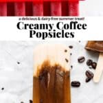 Pinterest image for coffee popsicles.