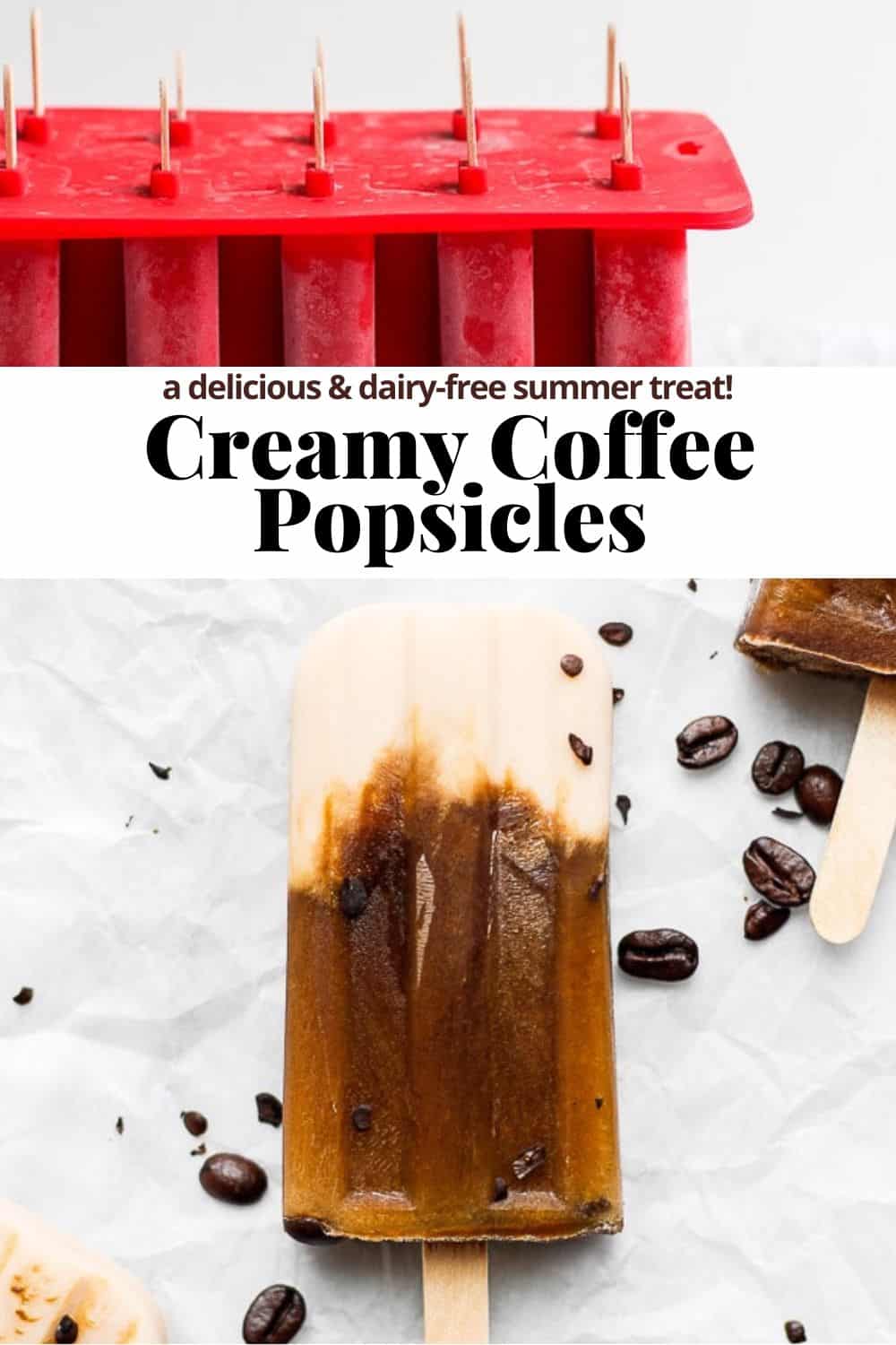 Pinterest image for coffee popsicles.