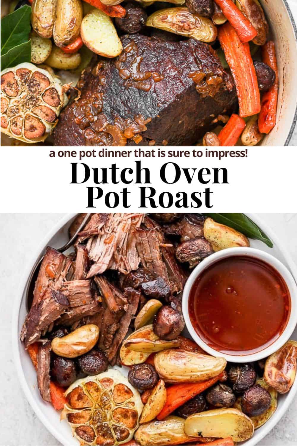 Pinterest image for dutch oven pot roast.