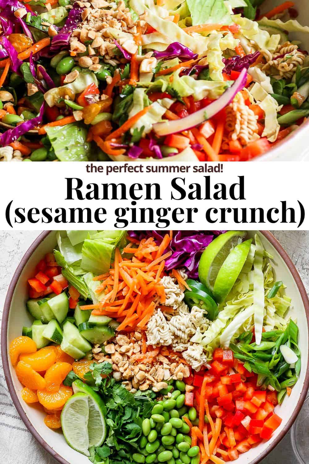 Pinterest image for ramen salad.