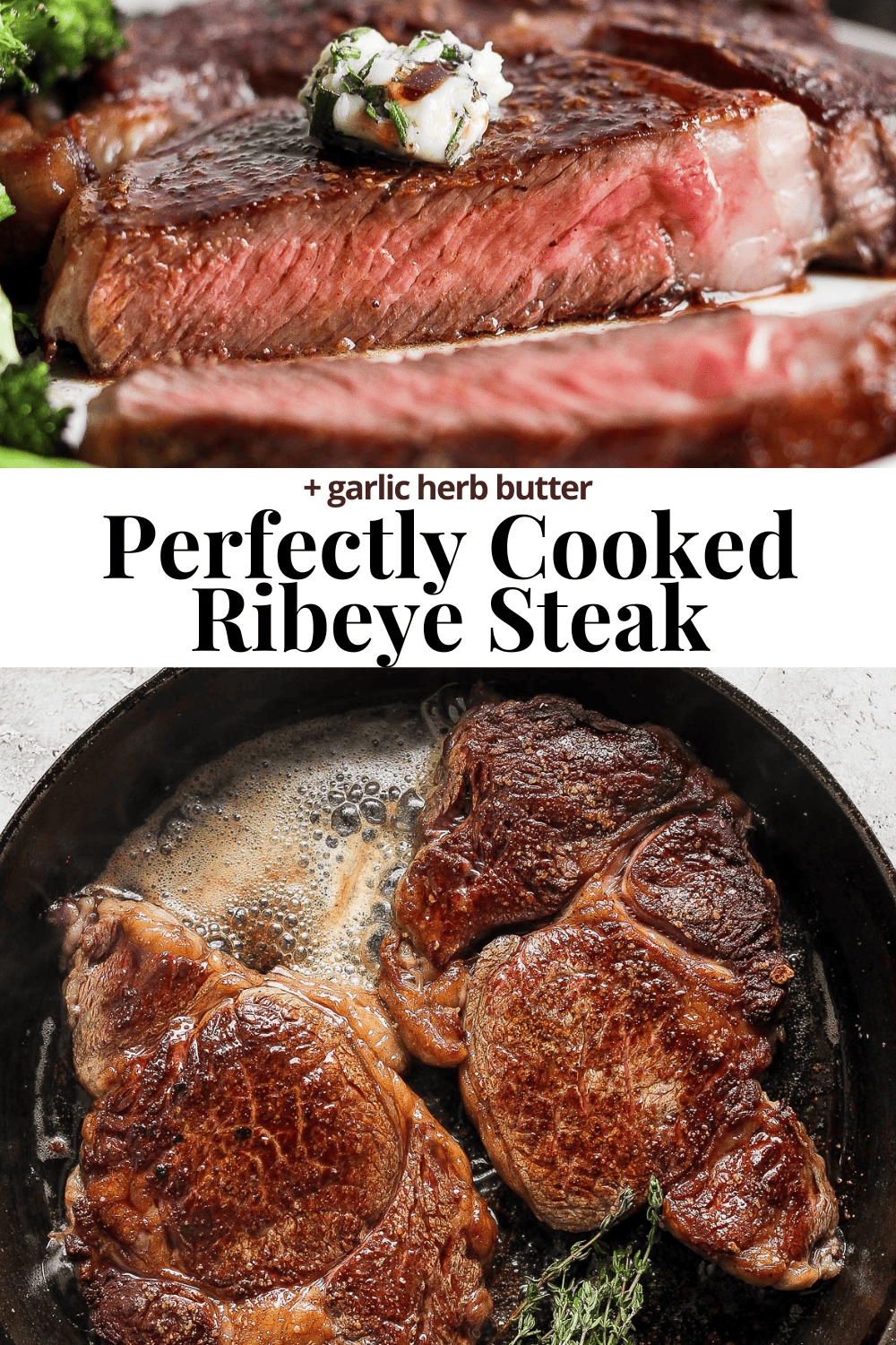 Pinterest image for ribeye steak.