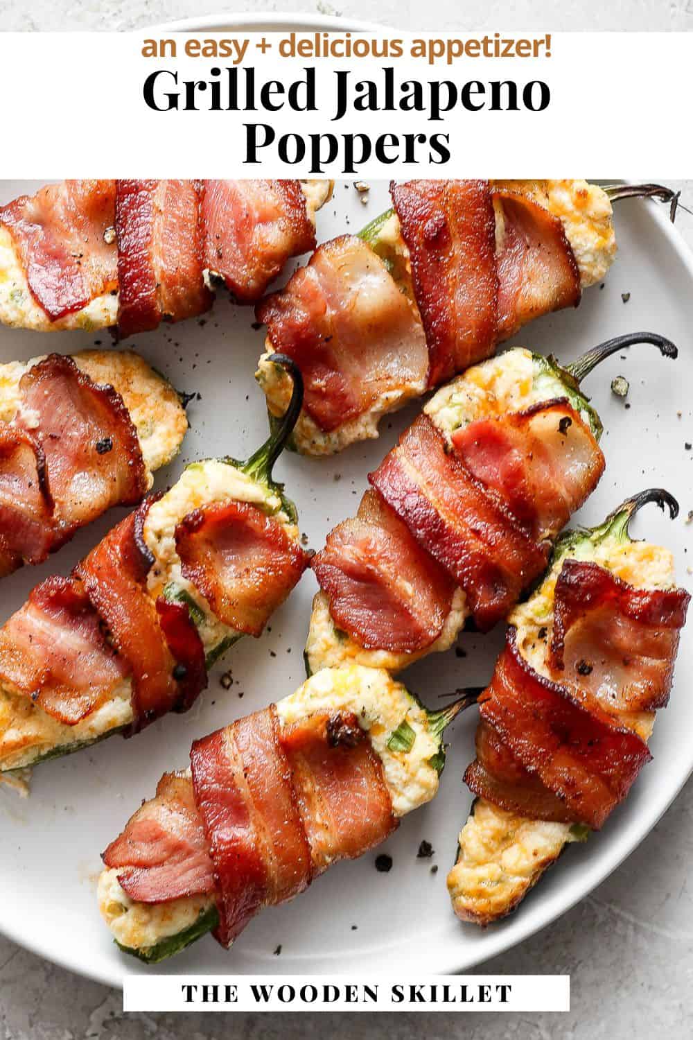 Pinterest image of grilled jalapeno poppers.