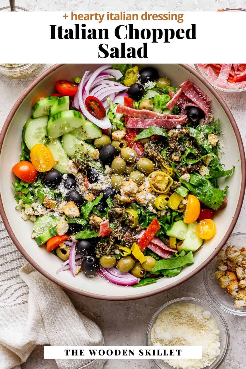 Pinterest image for Italian chopped salad.