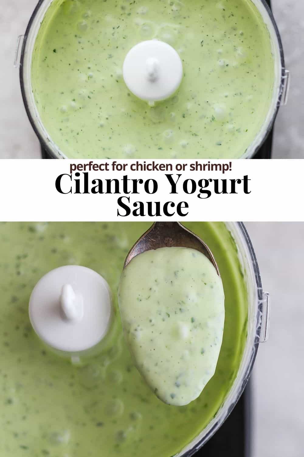 Pinterest image for cilantro yogurt sauce.