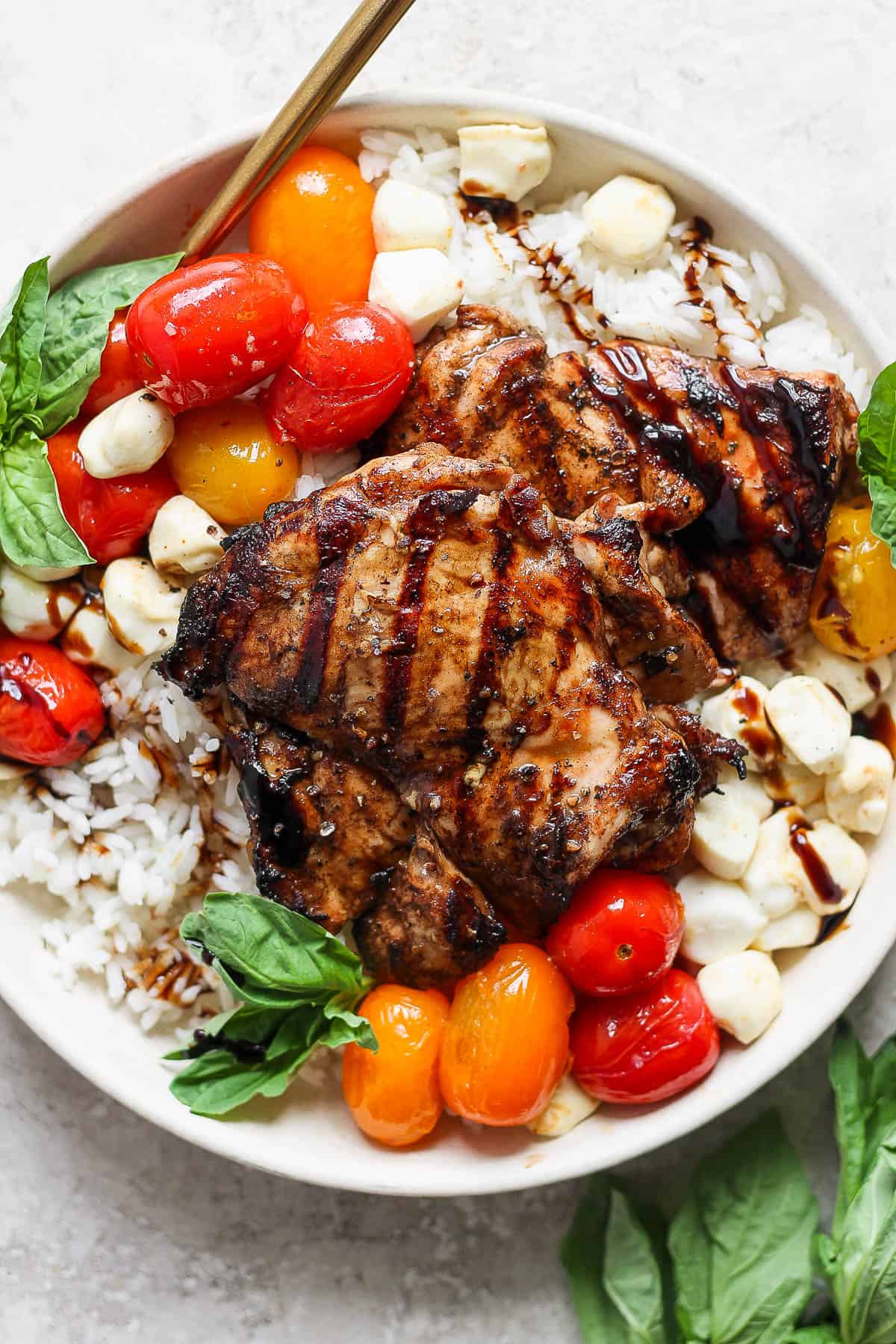 The best recipe for a balsamic chicken rice bowl.