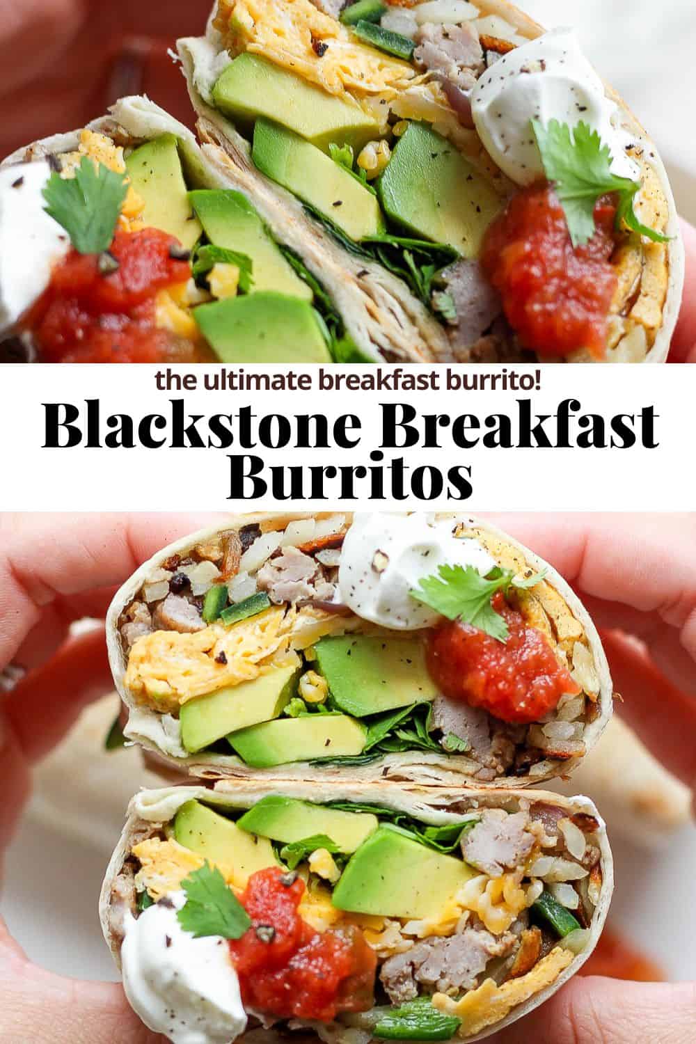 Pinterest image for breakfast burritos.