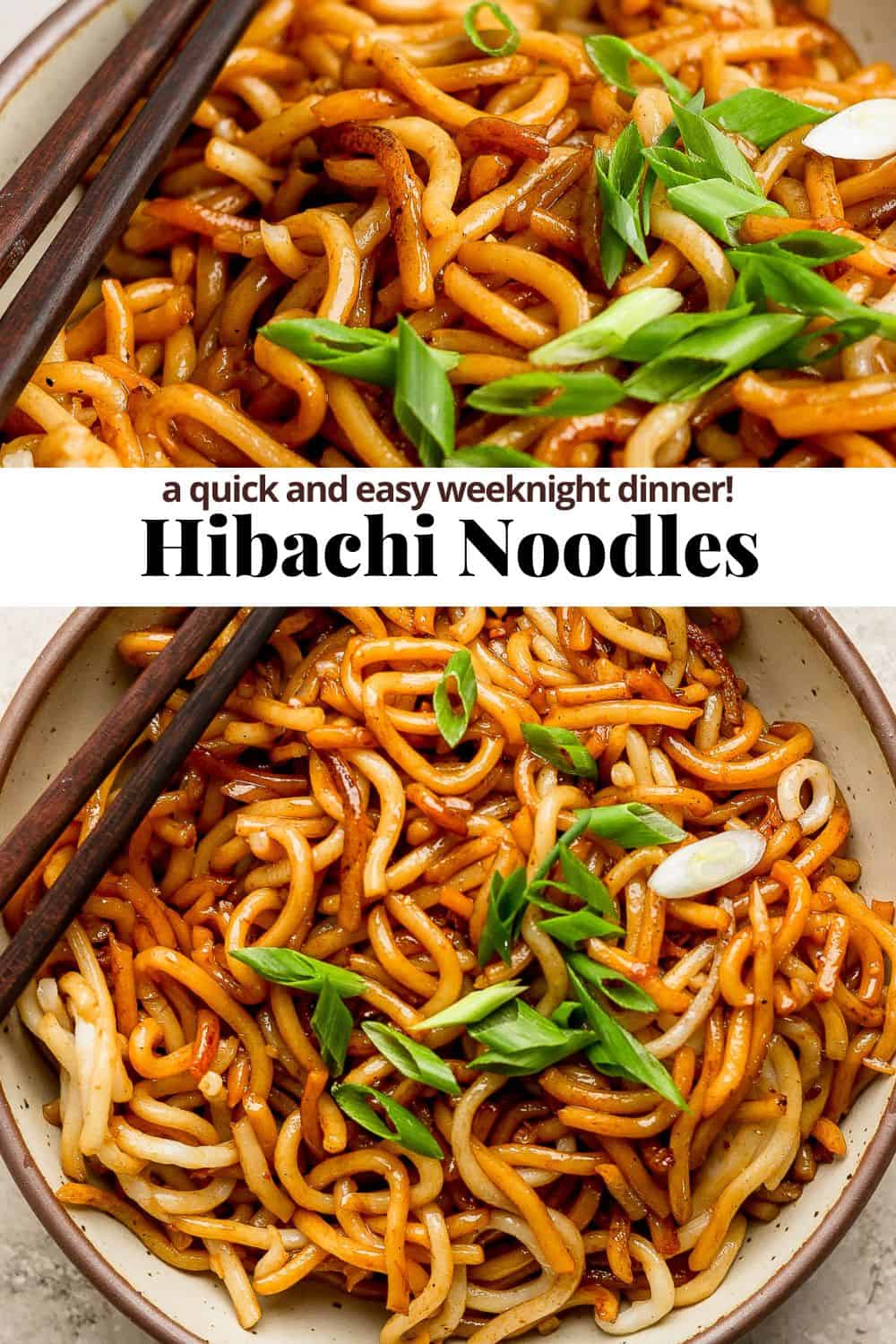 Pinterest image for hibachi noodles.