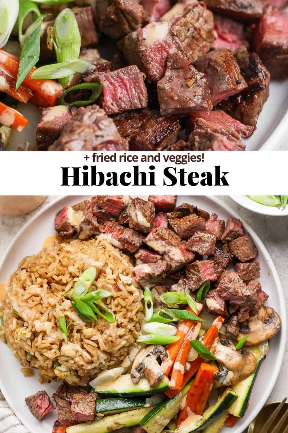 Pinterest image for hibachi steak.