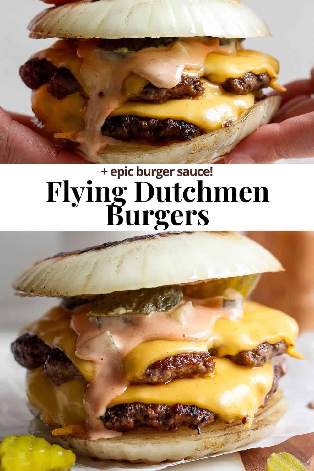 Pinterest image for a flying dutchman burger.