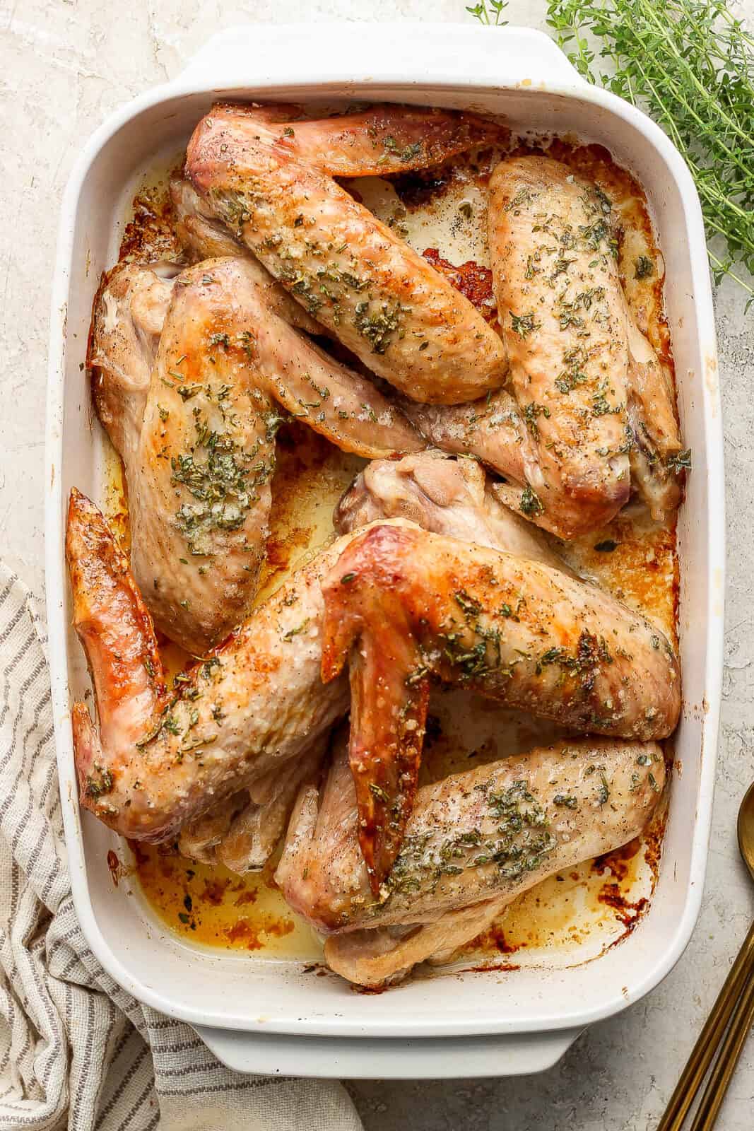 Herbed Butter Baked Turkey Wings - The Wooden Skillet