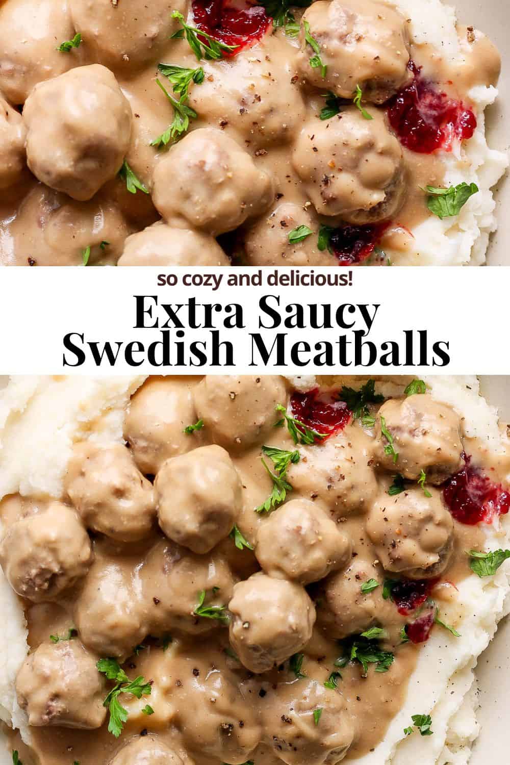 Pinterest image for swedish meatballs.