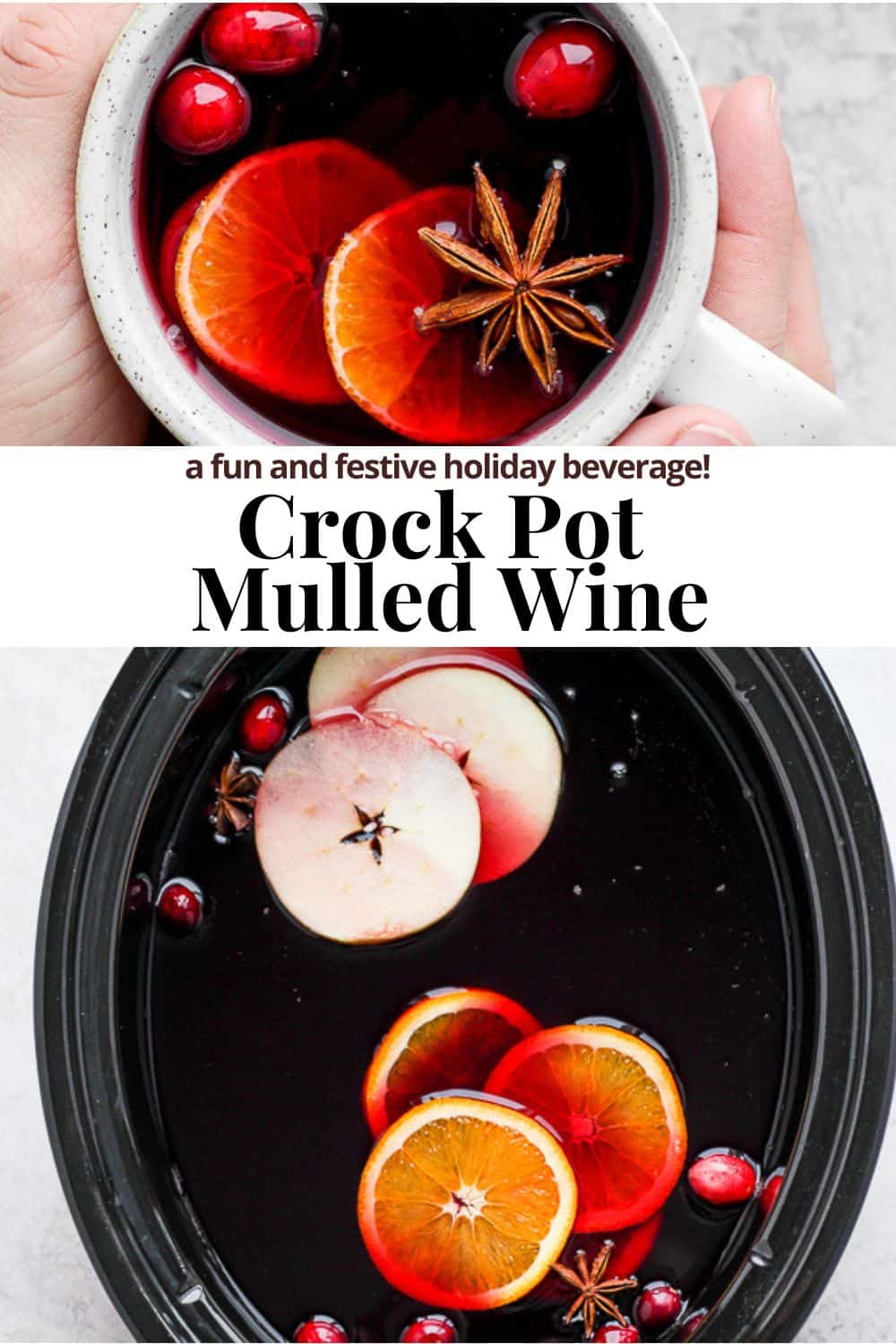 Pinterest image for crock pot mulled wine.