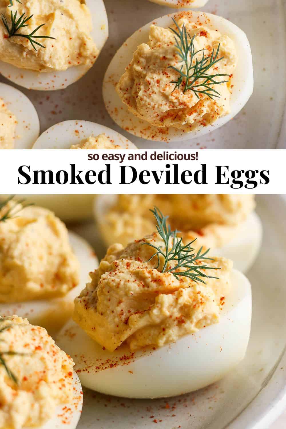 Pinterest image for smoked deviled eggs.