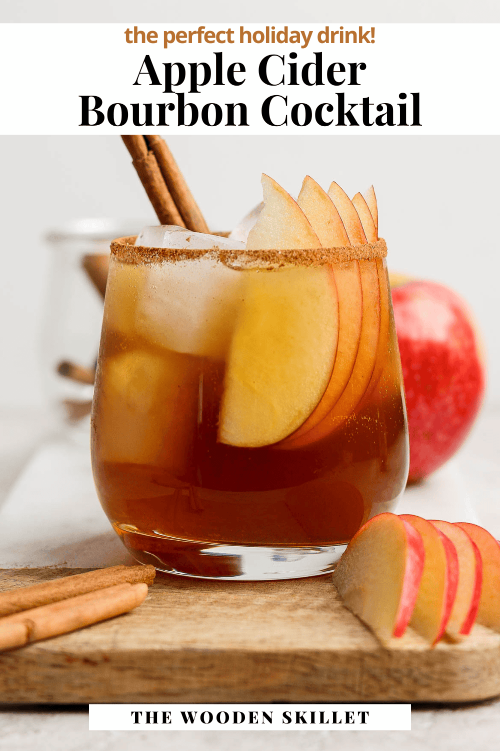 Pinterest image for an apple cider bourbon cocktail.