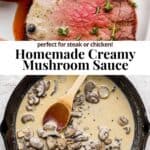 Pinterest image for creamy mushroom sauce.