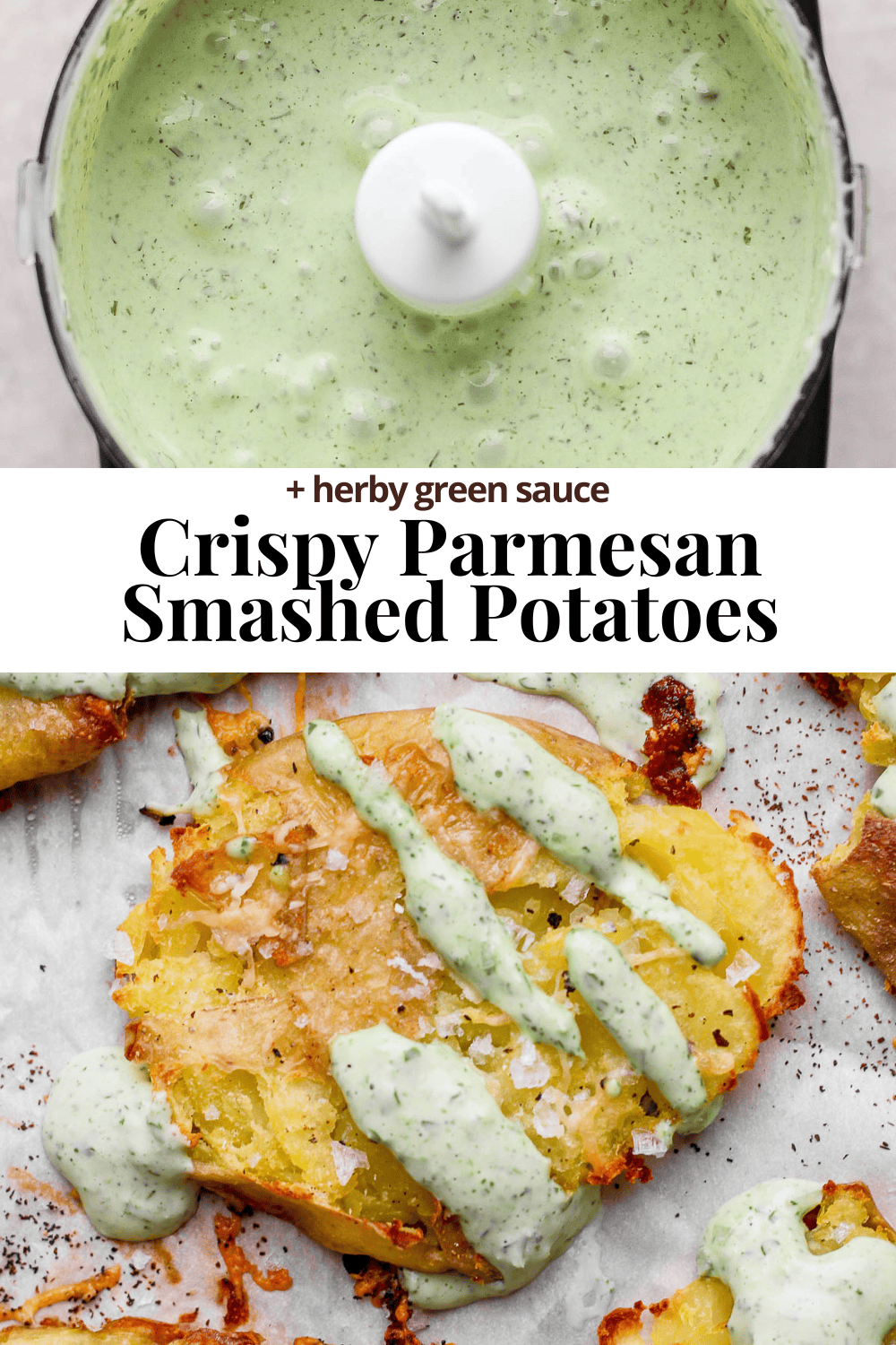 Pinterest image for smashed potatoes.