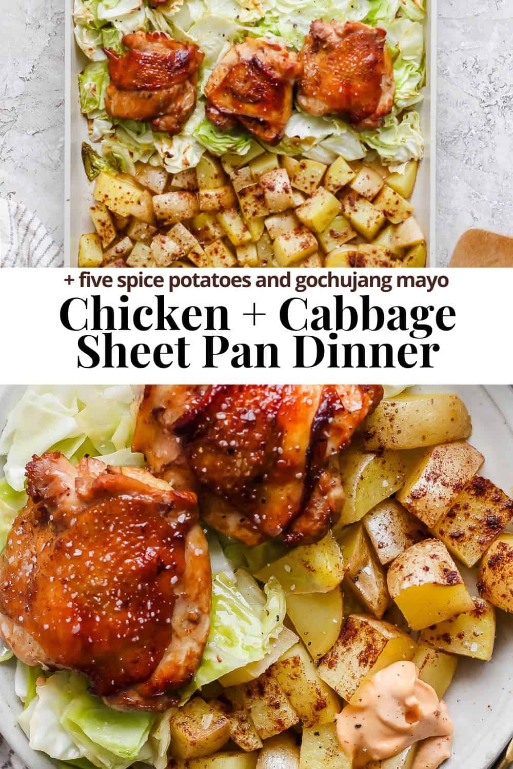 Pinterest image for sheet pan chicken thighs.