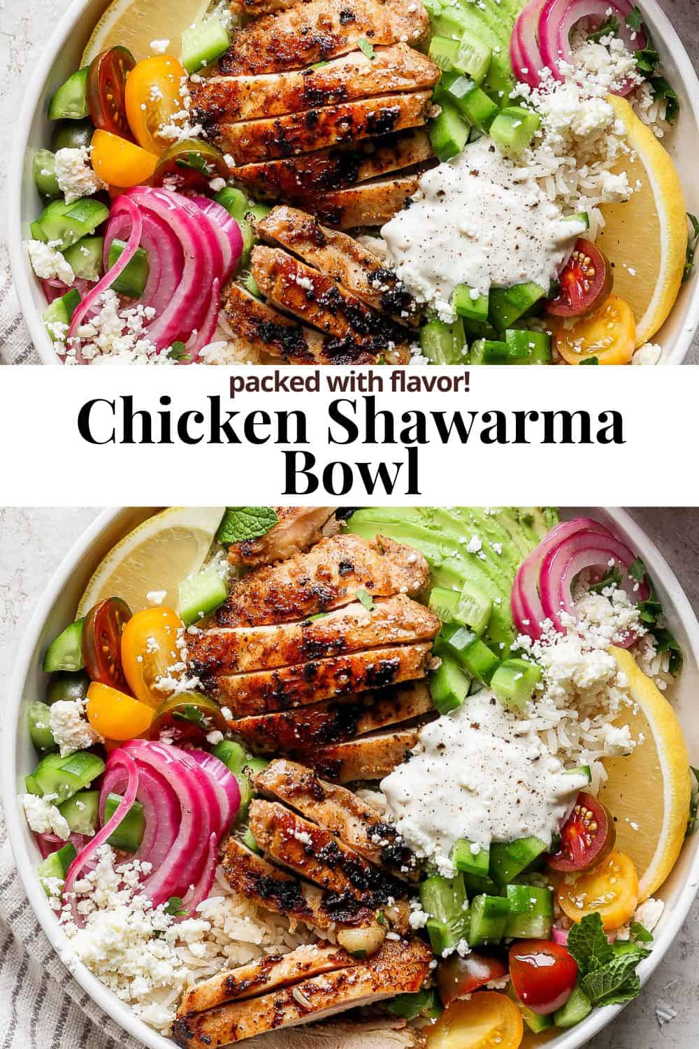 Pinterest image for chicken shawarma bowls.