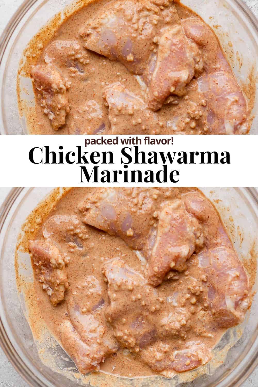 Pinterest image for chicken shawarma marinade.