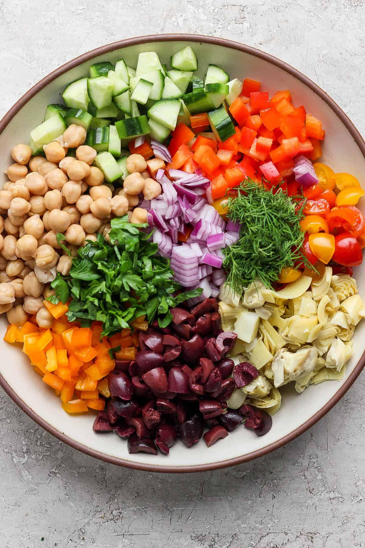 The best recipe for mediterranean chickpea salad.