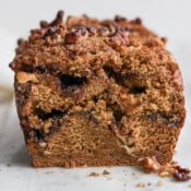 A loaf of gluten free coffee cake.
