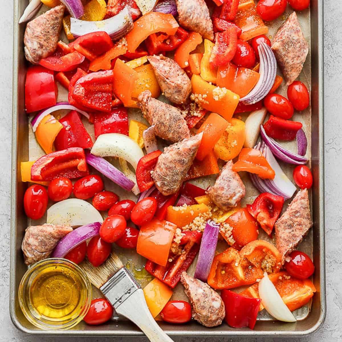 The best recipe for sheet pan sausage and vegetables.