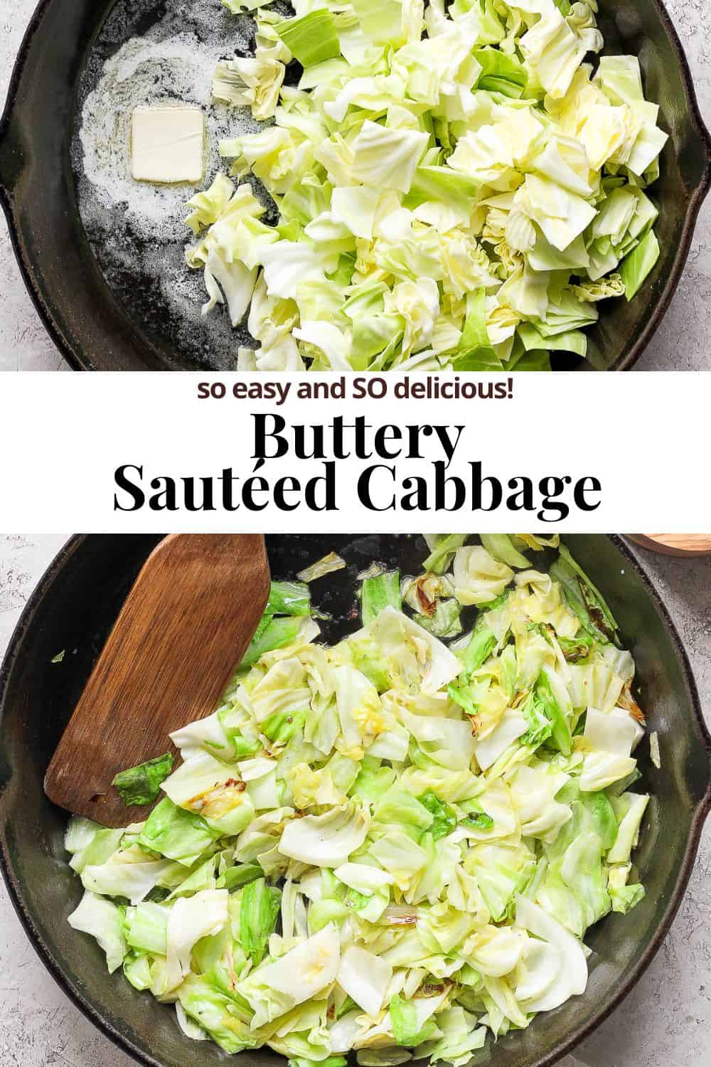 Pinterest image for sauteed cabbage.