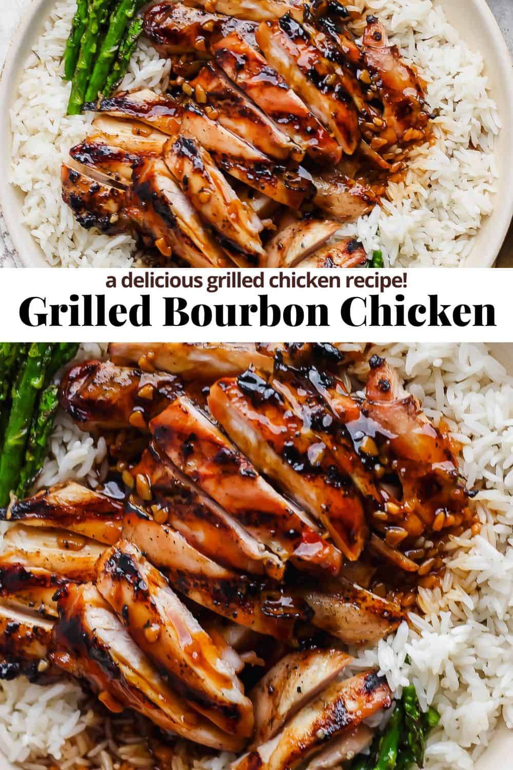 Pinterest image for bourbon chicken.