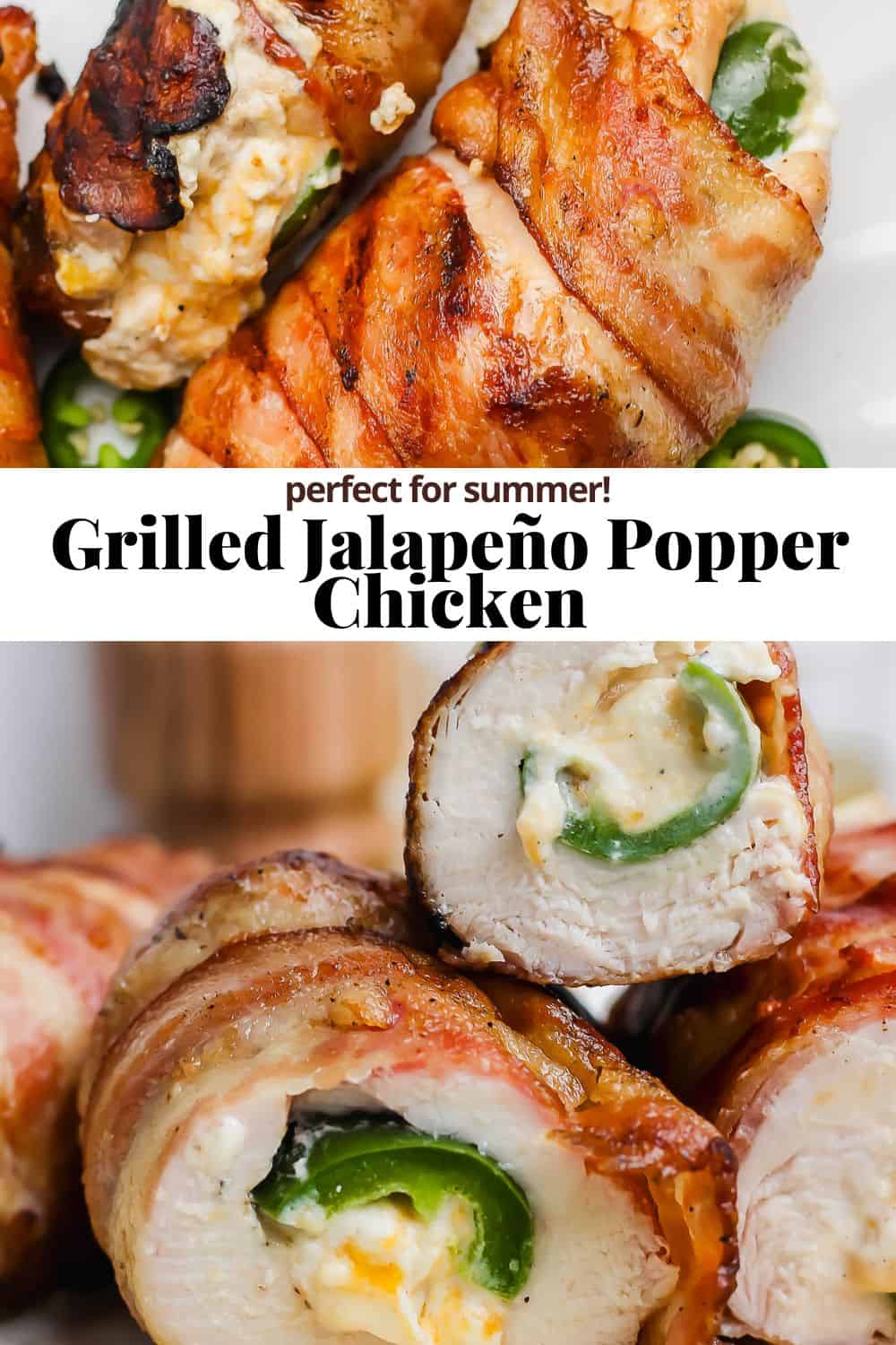 Pinterest image for grilled jalapeno popper chicken.