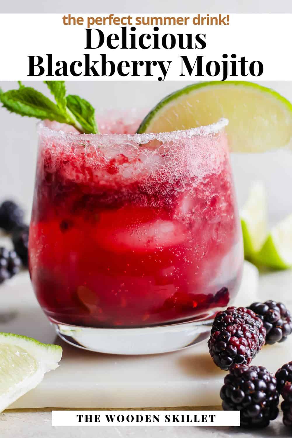 Pinterest image for a blackberry mojito.