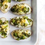 The best recipe for "cheesy" broccoli twice baked potatoes.