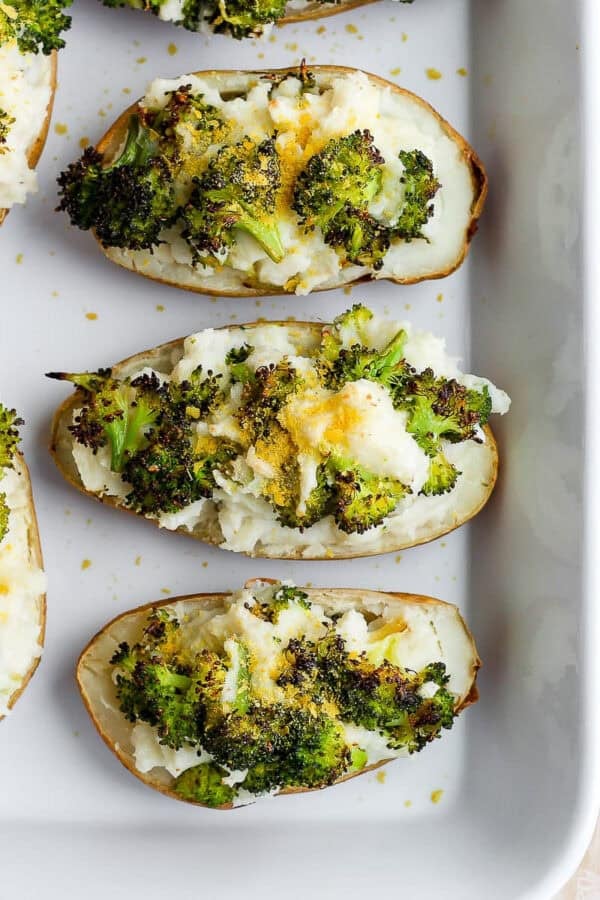The best recipe for "cheesy" broccoli twice baked potatoes.