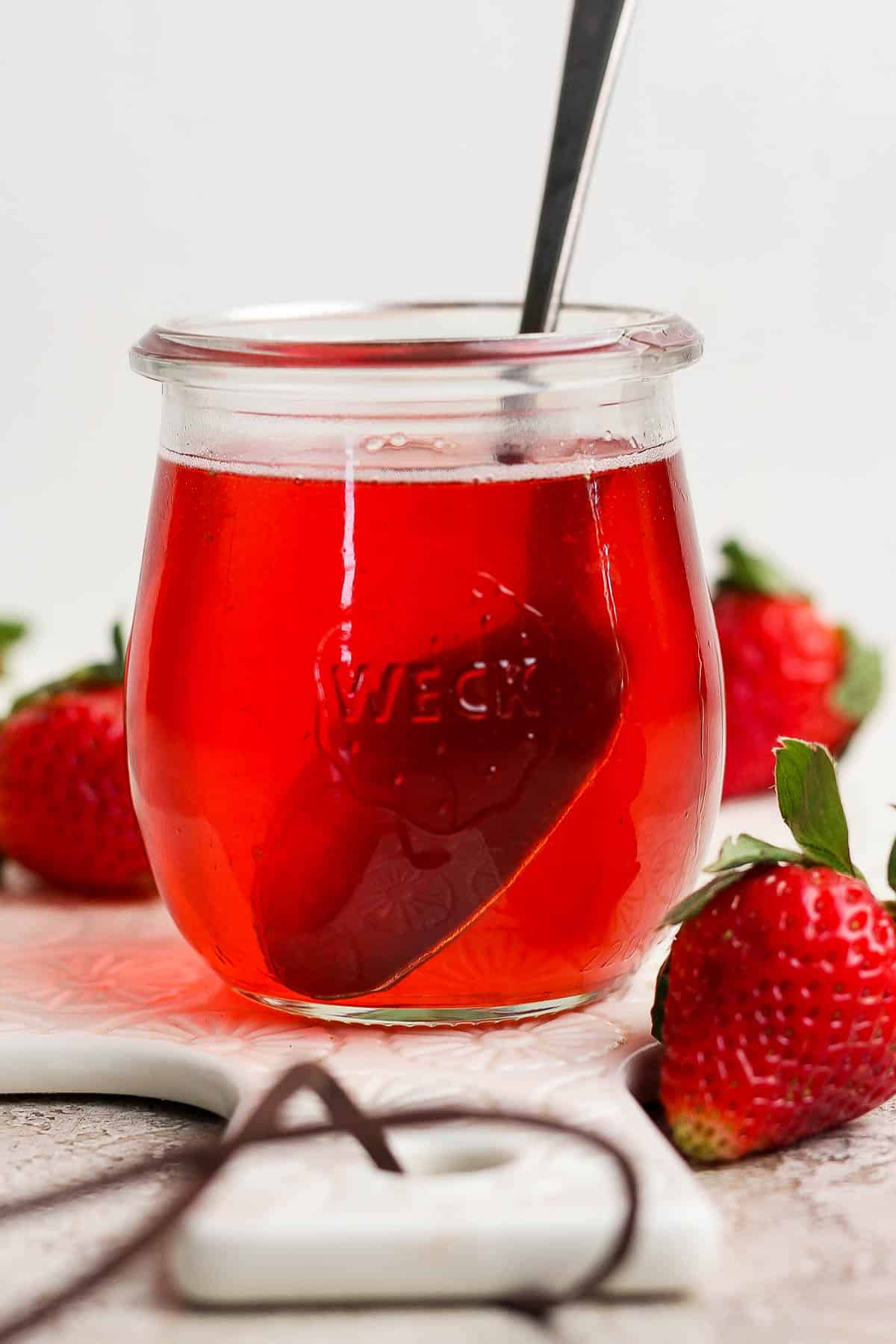 The best recipe for making homemade strawberry simple syrup.