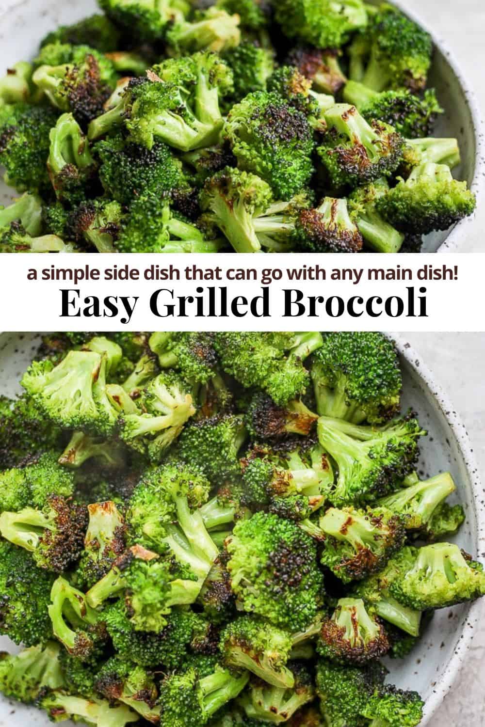Pinterest image for grilled broccoli.